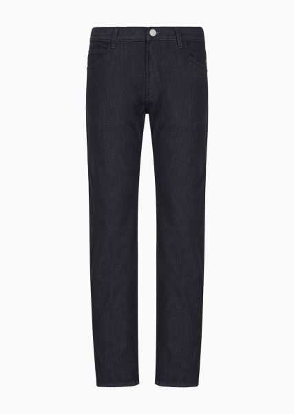 Pantalon 5 Poches Coupe Classique En Denim De Coton Dark Blue Le Moins Cher Jeans Homme